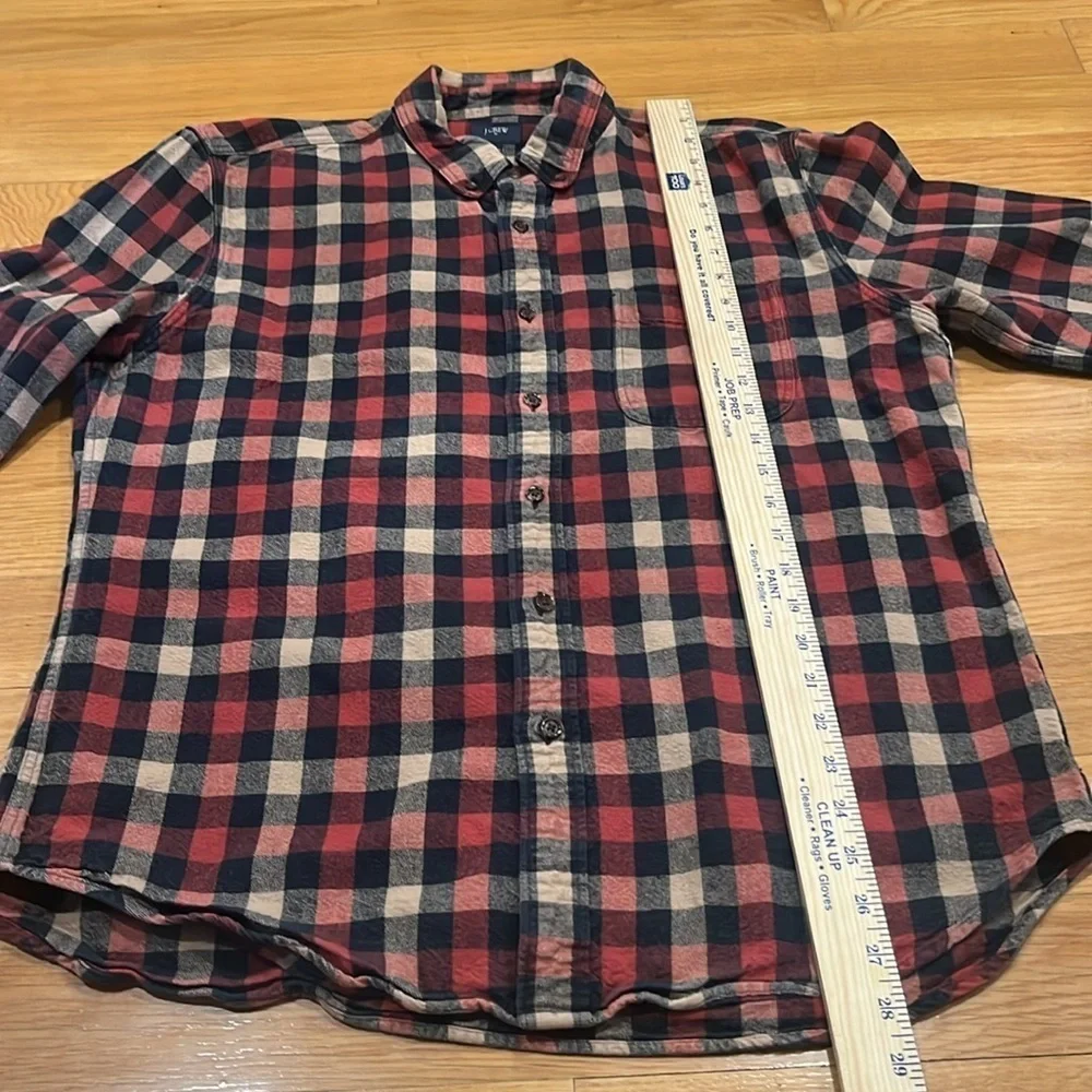J.Crew men’s plaid button down shirt with elbow patches size large.